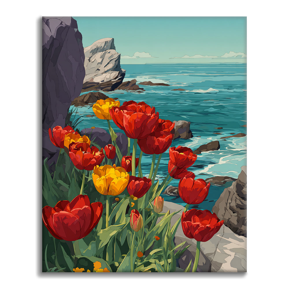 Pobrežné tulipány - Maľovanie podľa čísiel