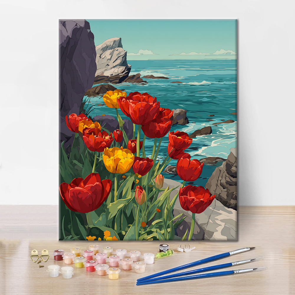 Pobrežné tulipány - Maľovanie podľa čísiel