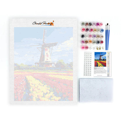 Tulipánový veterný mlyn - Maľovanie podľa čísel
