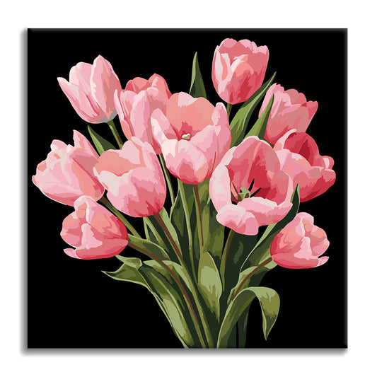 Polnočné tulipány - Mini maľovanie podľa čísel