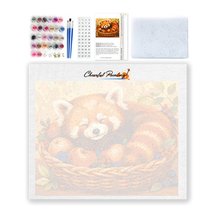 Spiaca panda červená – Maľovanie podľa čísel