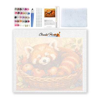 Spiaca panda červená – Maľovanie podľa čísel