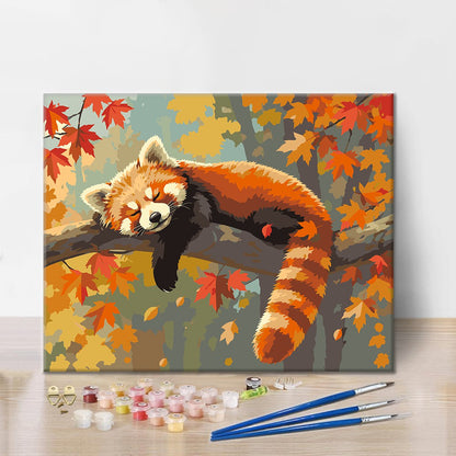 Spiaca červená panda – Maľovanie podľa čísel
