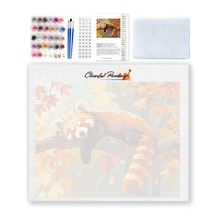 Spiaca červená panda – Maľovanie podľa čísel