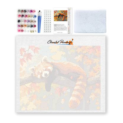 Spiaca červená panda – Maľovanie podľa čísel