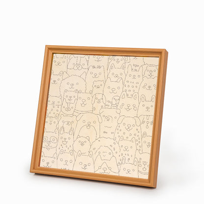 Šteniatko Line Art - Drevená farebná skladačka
